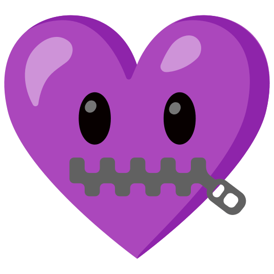 Zipper-mouth face and Purple heart