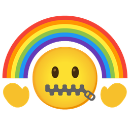 zipper-mouth face and rainbow