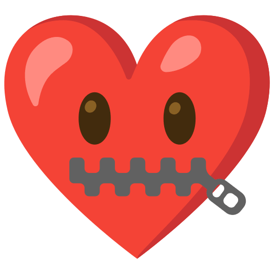 Zipper-mouth face and Red heart