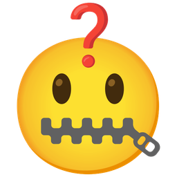 zipper-mouth face and red question mark