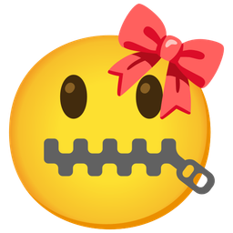 zipper-mouth face and ribbon