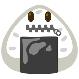 zipper-mouth face and rice ball