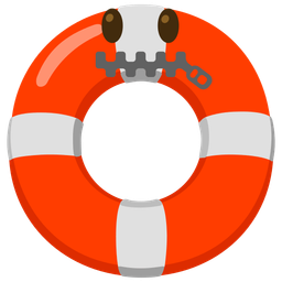 zipper-mouth face and ring buoy