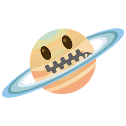 zipper-mouth face and ringed planet