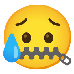 zipper-mouth face and sad but relieved face