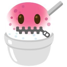 zipper-mouth face and shaved ice