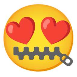 Zipper-mouth face and Smiling face with heart-eyes