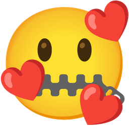 Zipper-mouth face and Smiling face with hearts