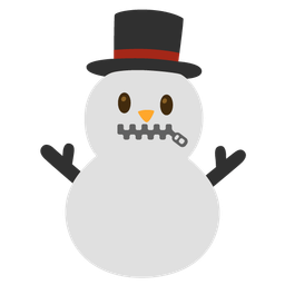 zipper-mouth face and snowman without snow