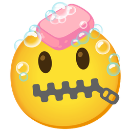 zipper-mouth face and soap