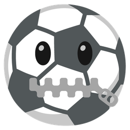 zipper-mouth face and soccer ball