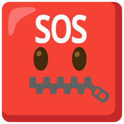 zipper-mouth face and SOS button