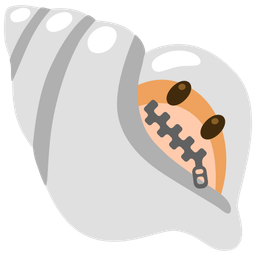 zipper-mouth face and spiral shell