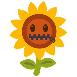 zipper-mouth face and sunflower