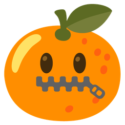 zipper-mouth face and tangerine