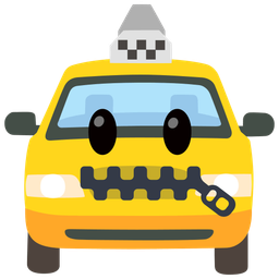 zipper-mouth face and taxi