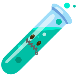zipper-mouth face and test tube
