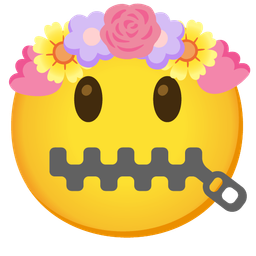 zipper-mouth face and tulip