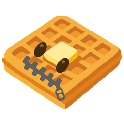 zipper-mouth face and waffle