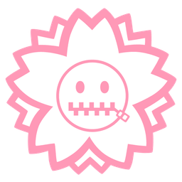 zipper-mouth face and white flower