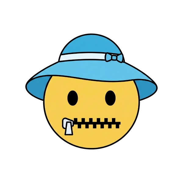 Zipper-mouth face and Woman’s hat