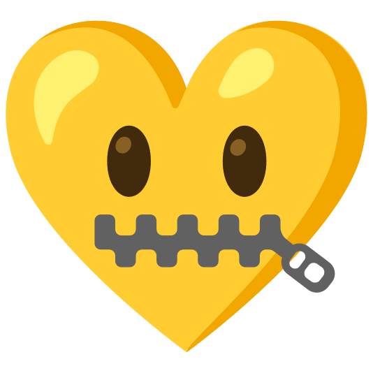 Zipper-mouth face and Yellow heart