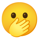 Face with open eyes and hand over mouth